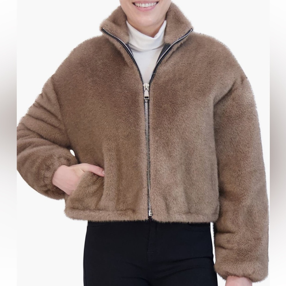 Rebecca Minkoff faux fur cropped jacket - Picture 2 of 9